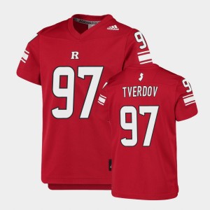 Youth Rutgers Scarlet Knights Replica Scarlet Mike Tverdov #97 College Football Jersey 509729-862